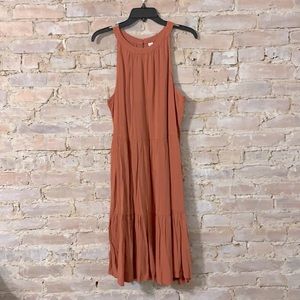 Coral high neck midi dress